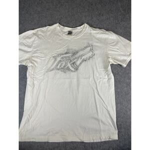 VINTAGE Fox T Shirt Mens XL White Graphic Short Sleeve Tee Motocross Racing Y2K